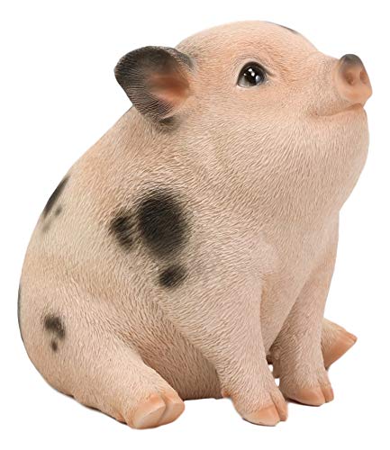 Ebros Napoleon Fat Piglet Pig Statue 6" Long with Glass Eyes Piggy Figurine