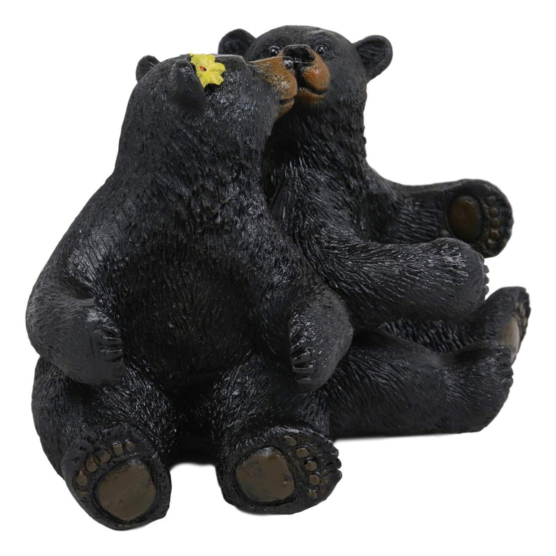 Ebros Whimsical Valentines Black Bear Couple Kissing Figurine Holder With Glass Salt And Pepper Shakers Romantic Bears Rustic Home And Kitchen Dining Decorative Statue Cabin Lodge Mountainside Decor