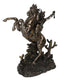 Rustic Western Desert Rodeo Cowboy On Rearing Horse With Lasso Ropes Figurine
