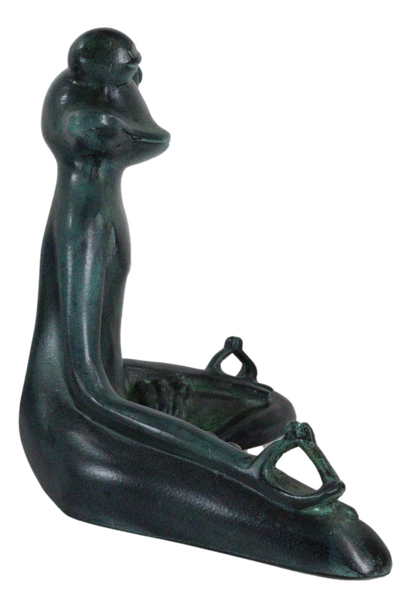Ebros Verdi Aluminum Meditating Yoga Frog Garden Statue 11.5"H Inner Peace