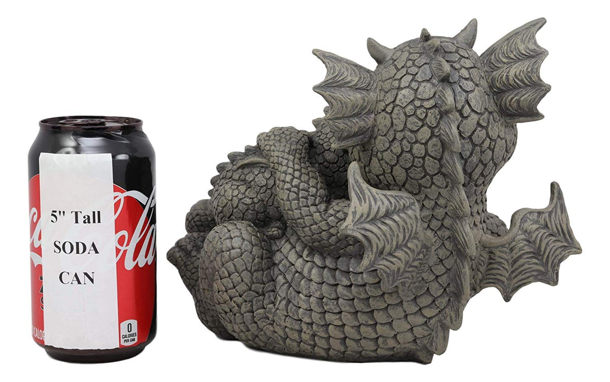 Ebros Garden Dragon Family Mommy and Me Time Statue 8" Long Cute Baby On Mother's Bosom Dragons Faux Stone Resin Finish Figurine Fantasy Home Decor
