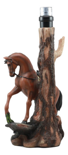 Ebros Light Fantastik Chestnut Brown Horse Stallion With Saddle Table Lamp With Shade