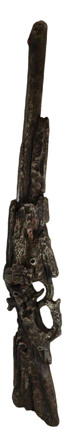 Large Rustic Wild West Western Faux Distressed Wood Rifle Gun Wall Decor Plaque