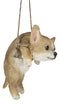 Deer Head Chihuahua Puppy Dog On Branch Swing Hanger Wall Decor Figurine