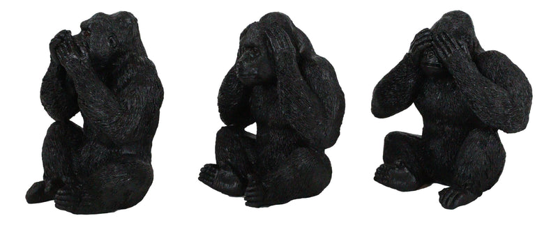 Ebros See Hear Speak No Evil Silverback Gorillas Figurine 3" Height Set of 3