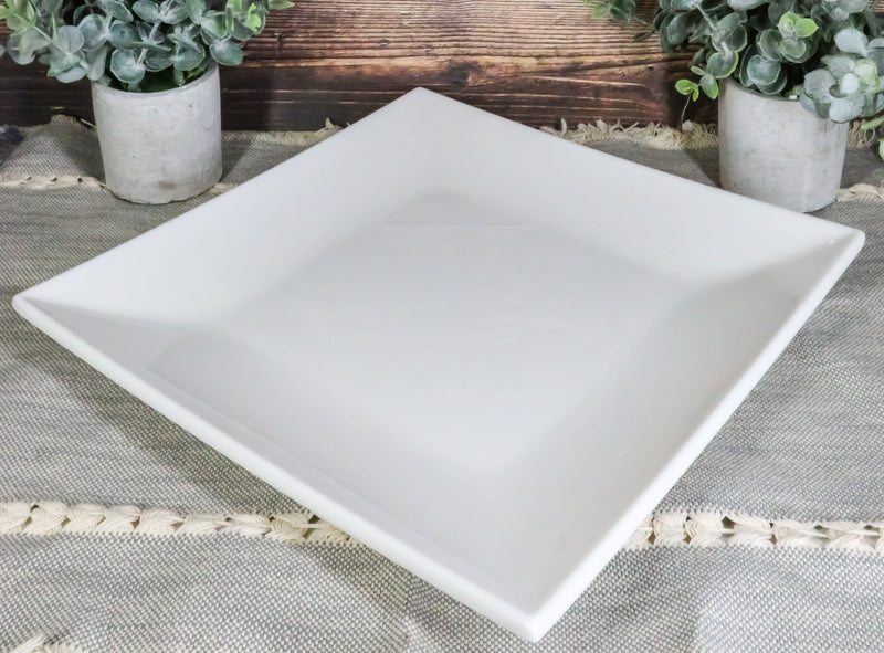 11" White Melamine Modern Square Serving Dinner Plates or Dish Platters Set of 2 - Ebros Gift