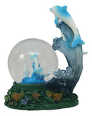 Nautical Marine Dolphin Family Rising With Waves Snow Water Globe Figurine Decor