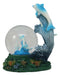 Nautical Marine Dolphin Family Rising With Waves Snow Water Globe Figurine Decor