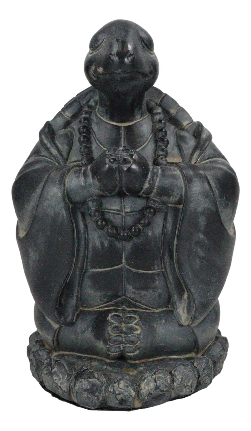 Feng Shui Zen Celestial Buddha Turtle Chanting Mantra Decorative Talisman Statue - Ebros Gift