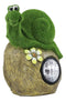 Ebros Whimsical Flocked Grass Snail On Rock Garden Statue With Solar LED Light Decor