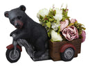 Ebros Gift Large Rustic Wildlife Black Bear Riding Tricycle Flowers Or Plants Planter Statue 20.5" Long