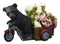 Ebros Gift Large Rustic Wildlife Black Bear Riding Tricycle Flowers Or Plants Planter Statue 20.5" Long