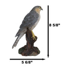 Realistic Hand Painted Eurasian Sparrowhawk Perching On Tree Stump Figurine