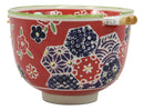 Red Floral Frost Flakes Pasta Ramen Noodles Soup Rice Bowl With Chopsticks Set