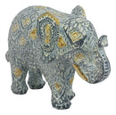 Ebros Silver and Gold Patterned Elephant Statue 5.25" Long Feng Shui Elephant Figurine Symbol of Wisdom Fortune and Protection (Calf Elephant)