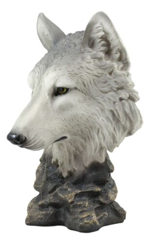 Realistic Large Gray Wolf Head Bust Statue 16