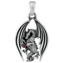 Ebros Purple Gem Sentinel Lancer Dragon Drake Alloy Pendant Necklace Accessory
