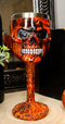 Ebros Inferno Fire Skull Face Wine Goblet Chalice Beverage Drinkware 7.25"H