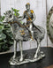 Pewter Metal Medieval Suit Of Armor Knight On Horse With Spear Axe Figurine