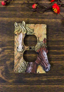 Rustic Western Chestnut Palomino Horses Duplex Outlet Receptacle Cover Set Of 2
