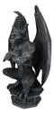 Ebros 12"H Gothic Horned Bulldog Gargoyle W/ Large Wings Crouching On Pedestal Statue