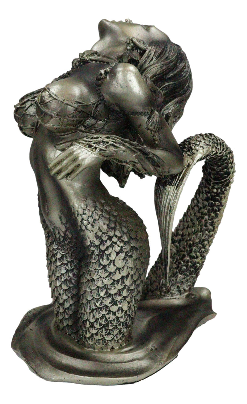 Nautical Seductive Siren of The Seas Nude Mermaid Rising Out Of Waters Figurine