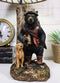 Rustic Forest Hunting Dog And Black Bear With Rifle and Binoculars Table Lamp