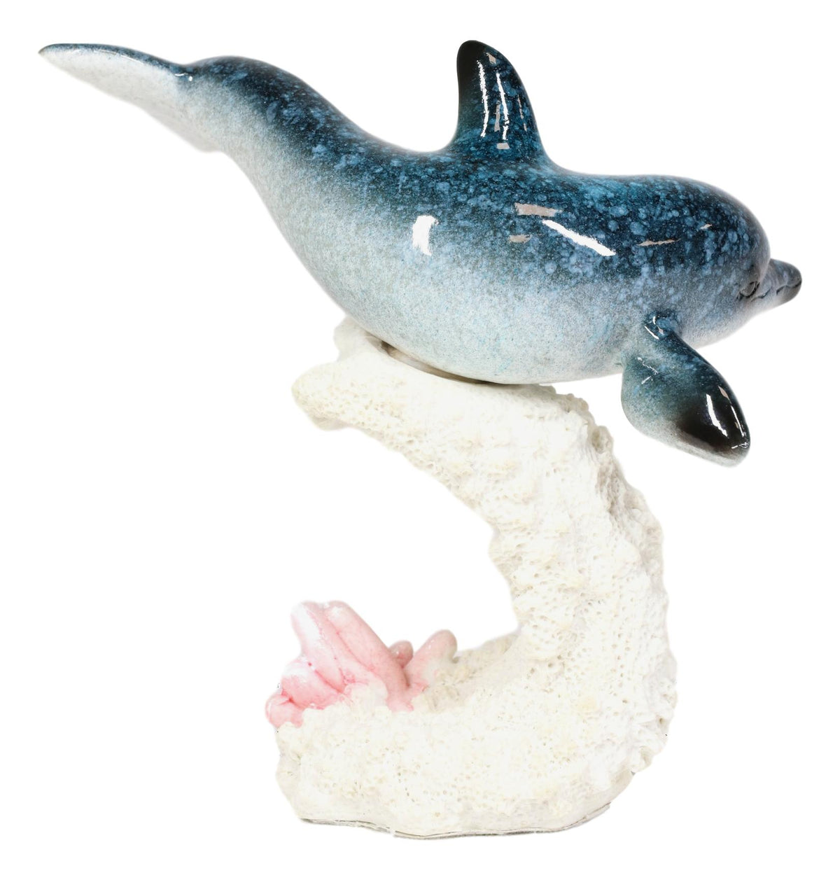 Ebros Ocean Marine Sea Life Bottlenose Dolphin Swimming Over Coral Reef Figurine - Ebros Gift