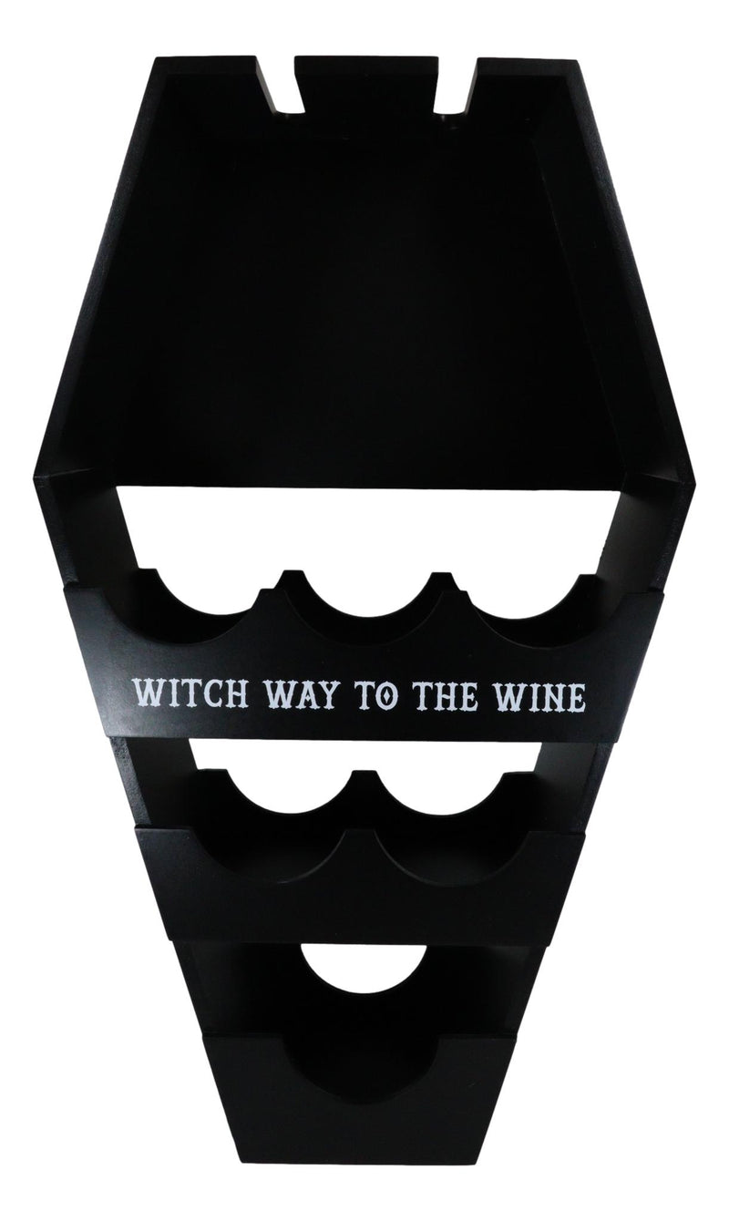 Gothic Vampire Black Coffin Casket Wine Glasses Bottles Rack Shelf Holder Stand