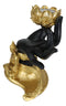 Golden Fire Buddha Meditating By Black Mudra Hand Lotus Votive Candle Holder