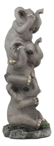 Ebros Pachyderm Friends Whimsical See Hear Speak No Evil Elephants Totem Statue - Ebros Gift