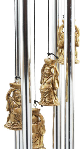 Feng Shui Lucky Buddha With Golden Nugget Wind Chime 23"Long Garden Patio Decor - Ebros Gift