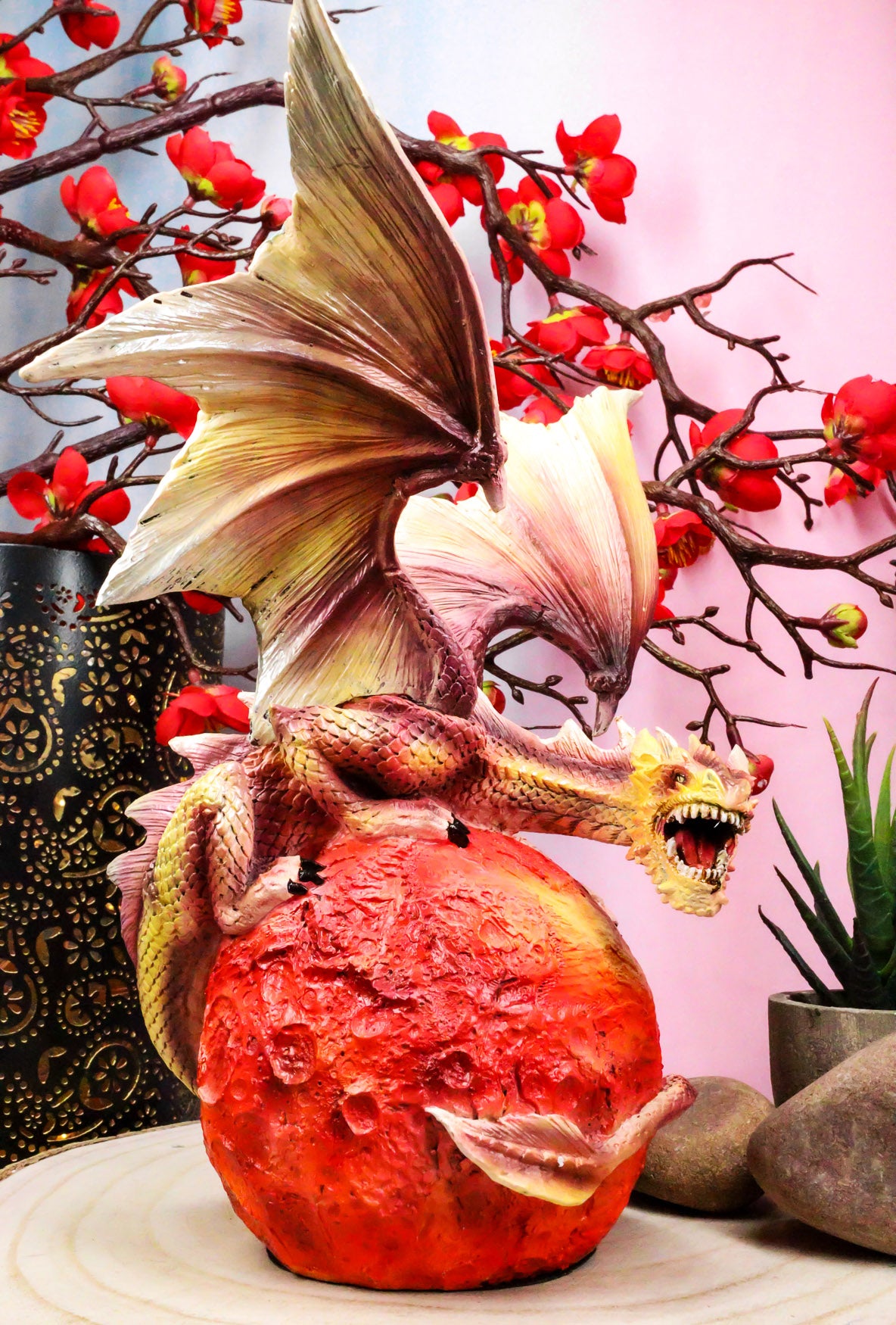 Ebros Celestial Galaxy Planet Mars Terrestrial Red Guardian Dragon Figurine Decor - Ebros Gift