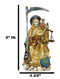 Seated Gold Santa Muerte With Scythe Scales of Justice And Wise Owl Figurine 9"H
