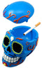 Ebros Dulce De Muerte Day of The Dead Blue Sugar Skull Ashtray Tribal Tattoo Skull Jewelry Box Figurine 6"Long
