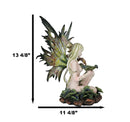 Large Nude Tribal Forest Fairy Feeding Dragon Statue 13"Tall Fantasy Fae Pixie