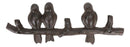 Cast Iron Rustic Western Lovebirds Perching On Twig Branch 3-Pegs Wall Coat Hook