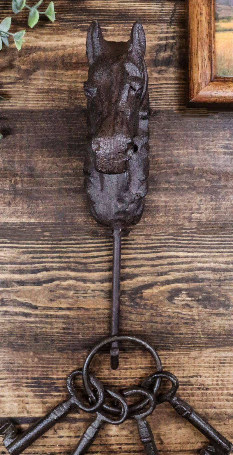 Cast Iron Rustic Western Country Horse Head Coat Keys Hat Wall Hanging Hook