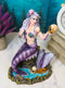 Large Sirens of The Seas Necromancer Gothic Mermaid Holding A Skull Figurine
