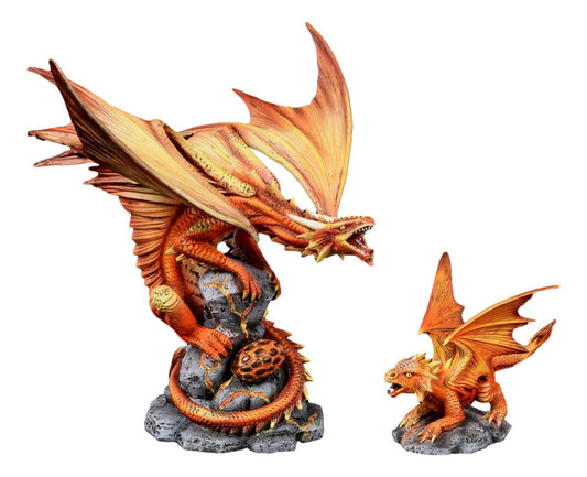 Ebros Phoenix Fire Element Dragon Baby Wyrmling and Mother Statue Anne Stokes