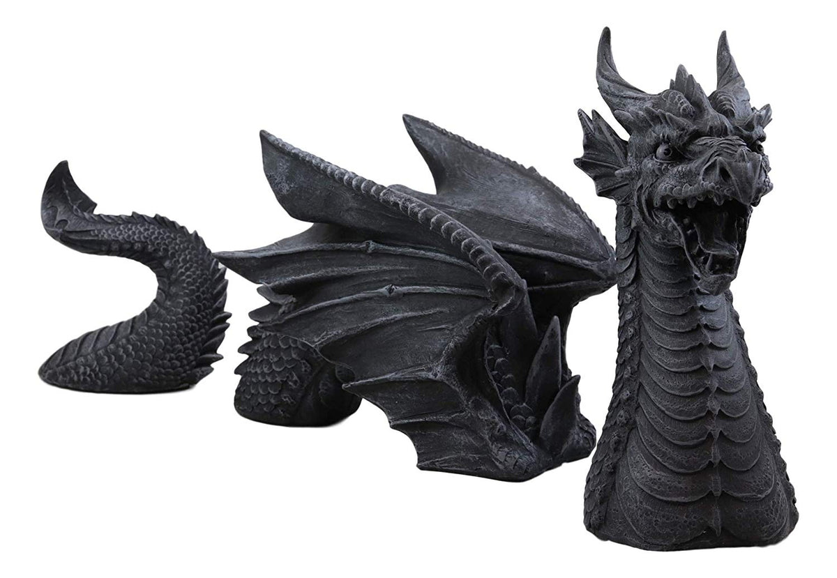 Swimming Castle Moat Dragon Lawn Garden Centerpiece Statue 3 Piece 21"L Total - Ebros Gift