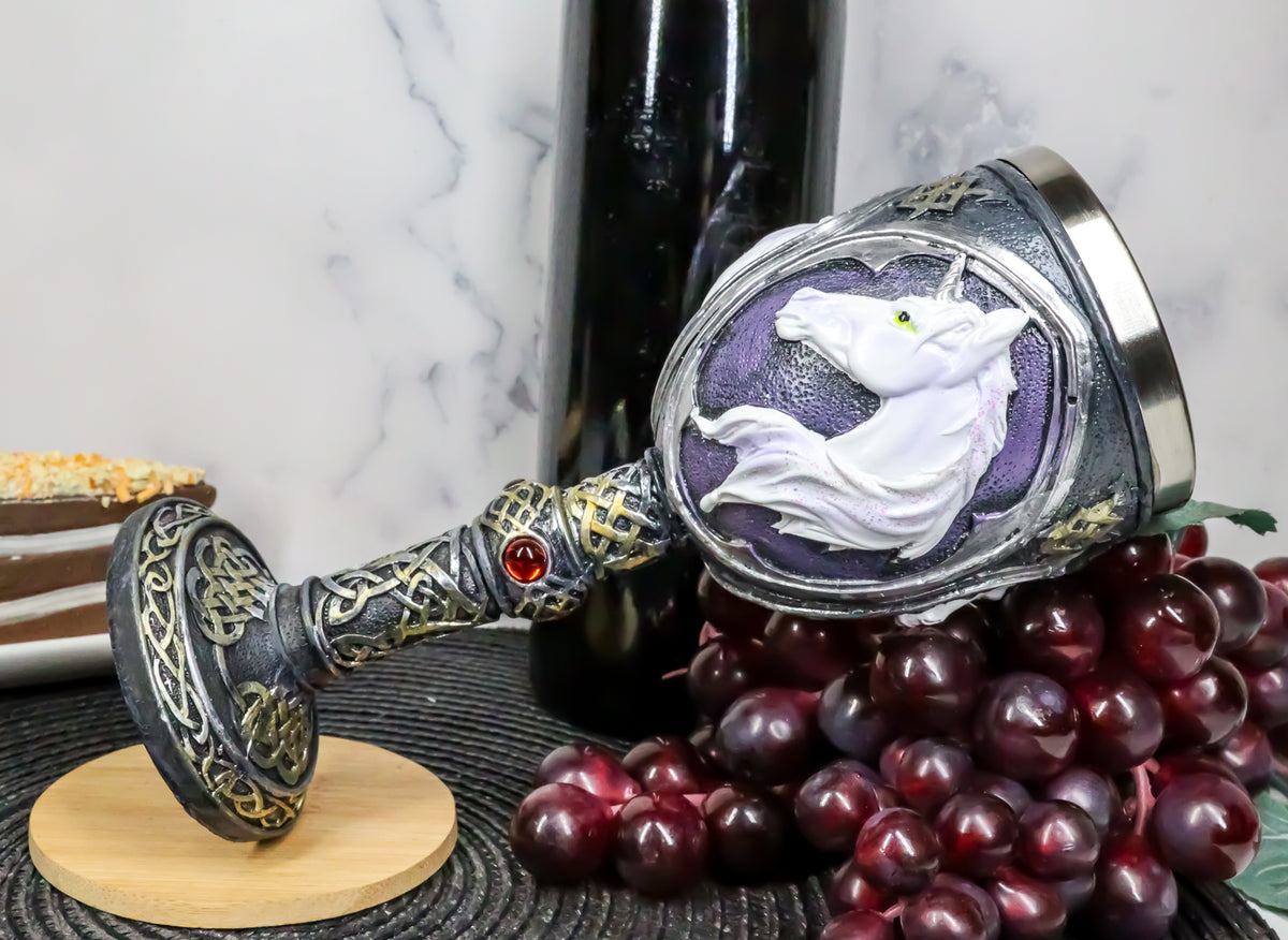 Ebros Gift Vial Of Everlasting Life Rare Unicorn Wine Drink Goblet Chalice Cup 7.5"H - Ebros Gift
