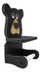 Whimsical Kids Rustic Black Bear Cub Toilet Paper Holder With Cell Phone Stand