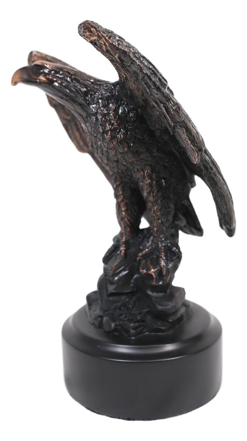 Ebros Surveyor Bald Eagle With Open Wings On Rock Electroplated Resin Statue