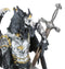Faux Stone Silver Armored Dragon Holding Excalibur Dagger Blade Sword Statue