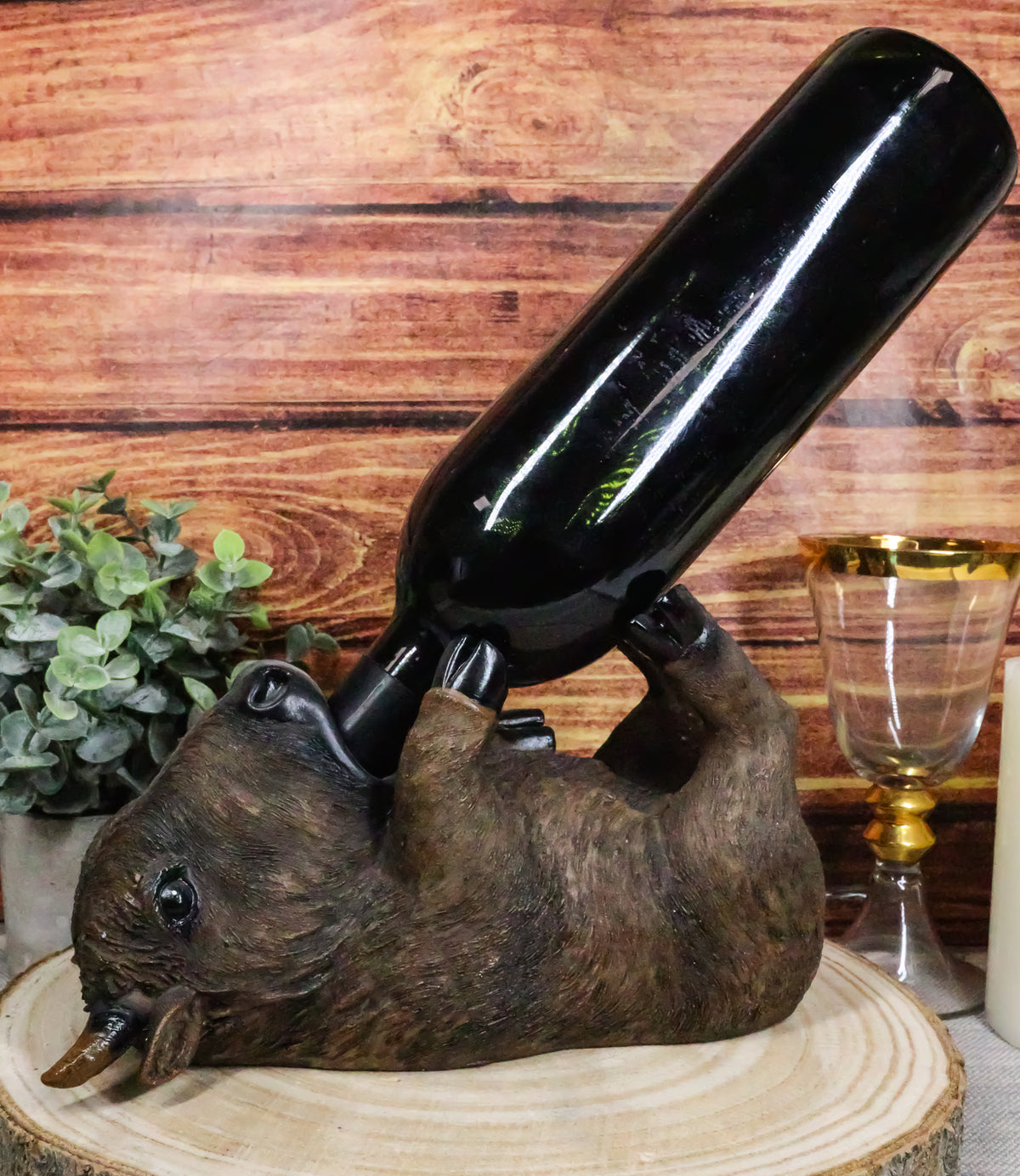 Kitchen Party Decor Drunk Buffalo Bison Wine Holder Rack Figurine Sculpture