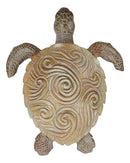 Marine Life Sand Colored Sea Turtle With Ocean Wave Swirls Shell Wall Decor