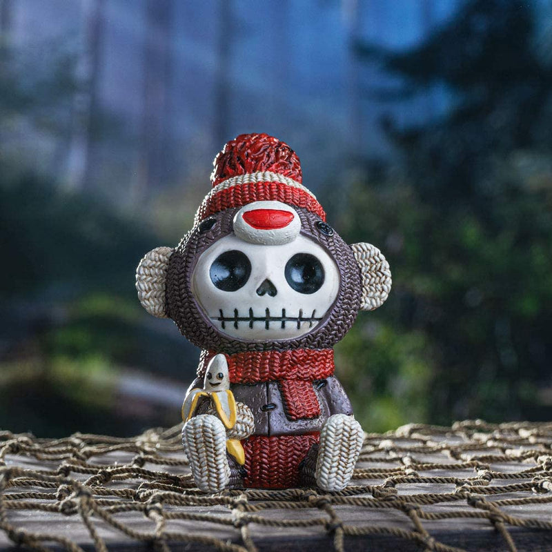 Ebros Furrybones Sock Munky Figurine in Stuffed Sock Monkey Costume 3 Inch Tall