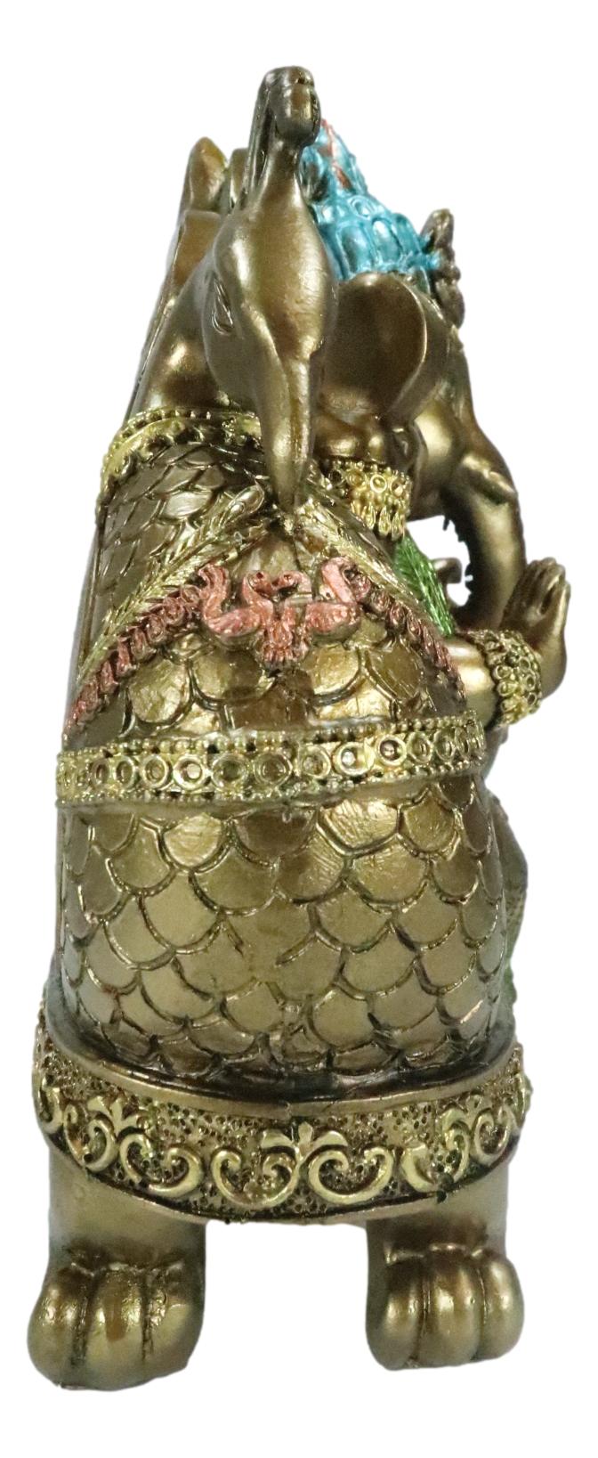 Vastu Hindu God Ganesha Ganapati Seated On Peacock Bird Train Throne Figurine