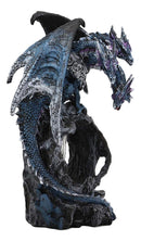 Ebros Gift 3 Headed Hydra Dragon Protecting Rune Crystal Decorative Figurine 9.75" Tall (Midnight Blue and Purple Drake)